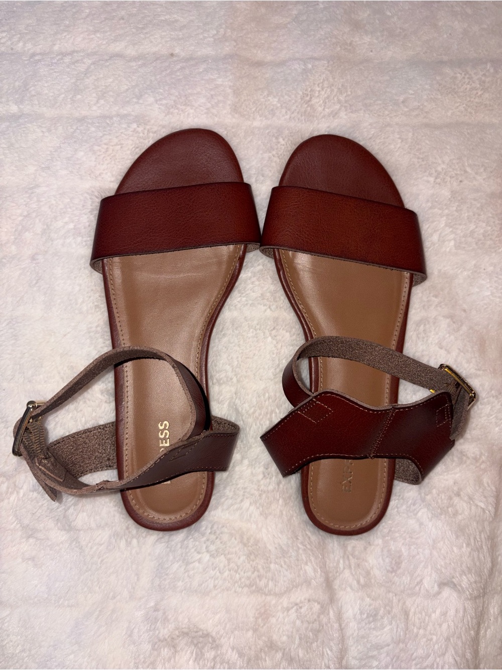 Express Women's Dark Brown Leather Slide Sandals
